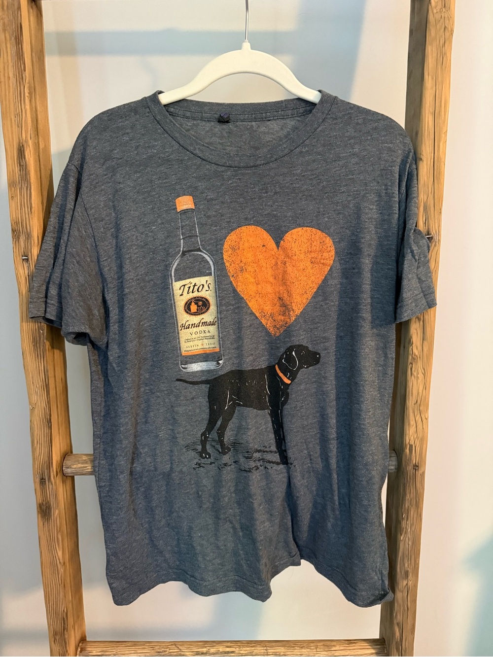 Tito's Navy Short-Sleeve Graphic Tee with Orange Heart and Dog